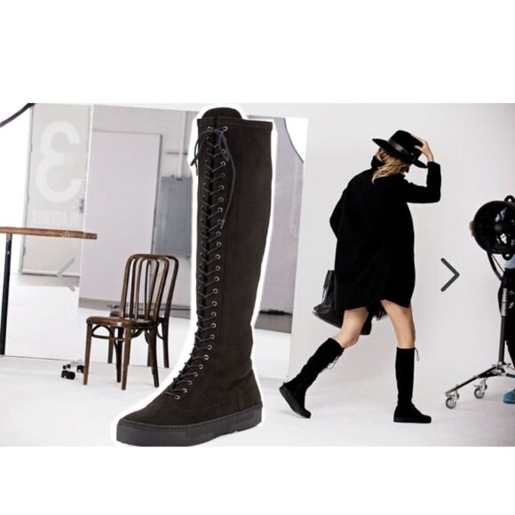 Stuart Weitzman Downtown Lace-Up Suede Tall Boot - Picture 16 of 16